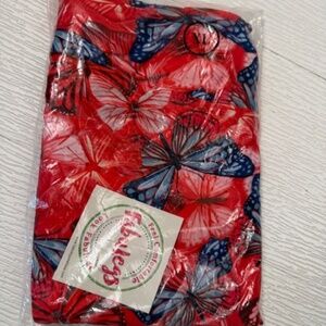 Fabulegs Butterfly Print Leggings NWT Red Colorful Butterflies XL